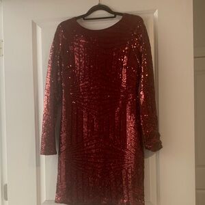 Charlotte Russe Shimmering Burgundy Sequin Dress